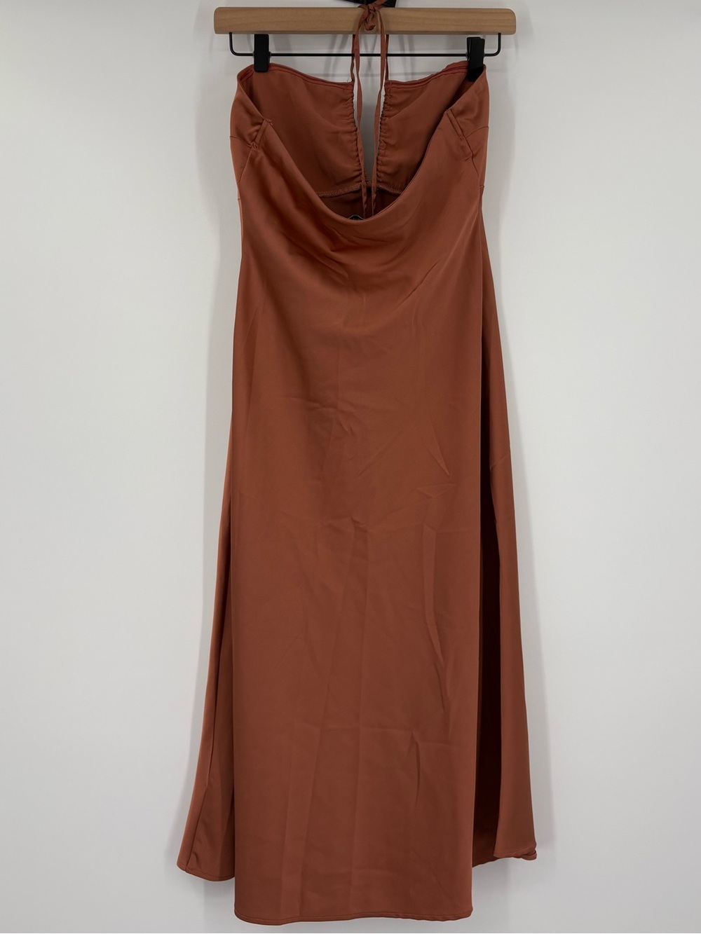 Abercrombie & Fitch Copper Satin Halter Keyhole Slip Midi Dress Size Small - Picture 8 of 10